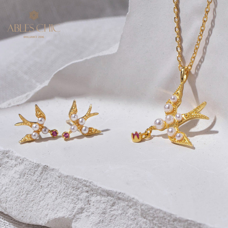Collier d'hirondelle avec accents de perles 5970