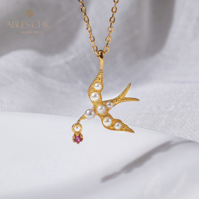 Collier d'hirondelle avec accents de perles 5970