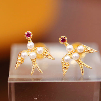 Boucles d'oreilles hirondelle en perles 5973