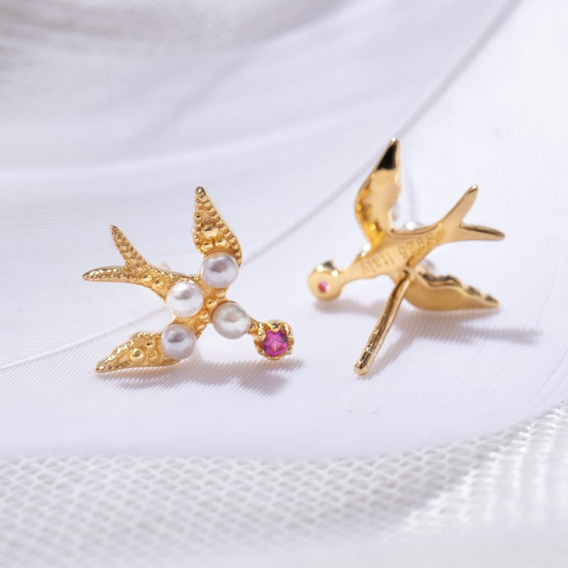 Boucles d'oreilles hirondelle en perles 5973
