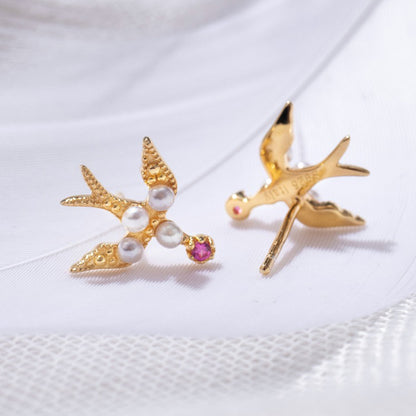 Boucles d'oreilles hirondelle en perles 5973
