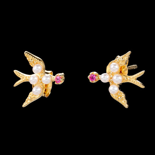 Boucles d'oreilles hirondelle en perles 5973