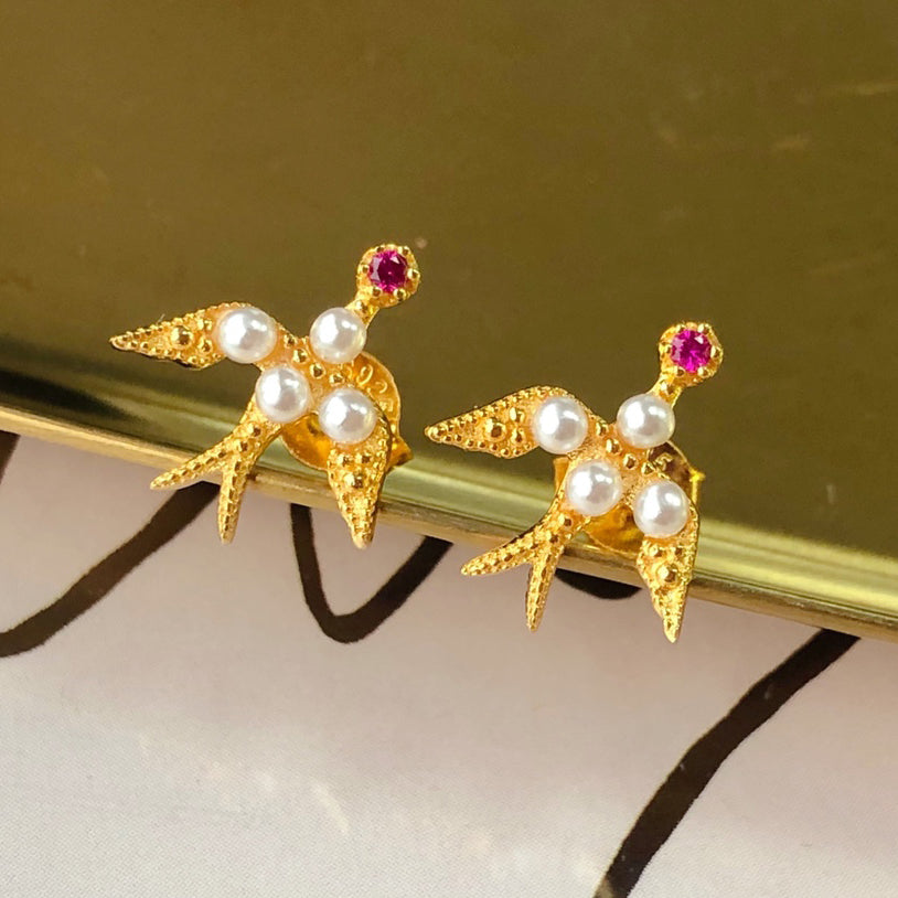 Boucles d'oreilles hirondelle en perles 5973