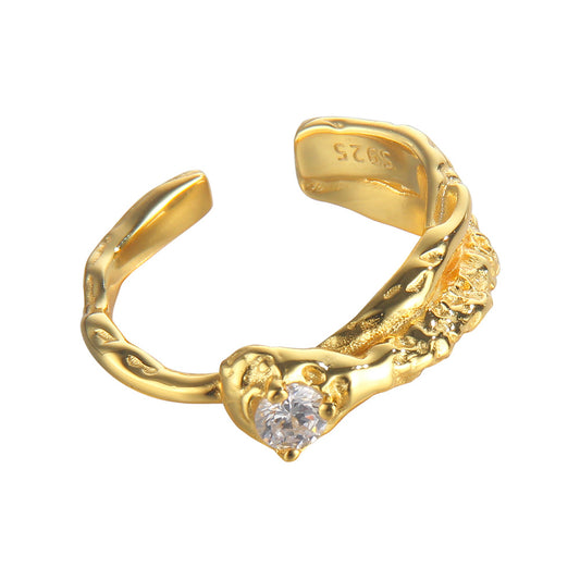 Bague CZ à texture extraterrestre R1258