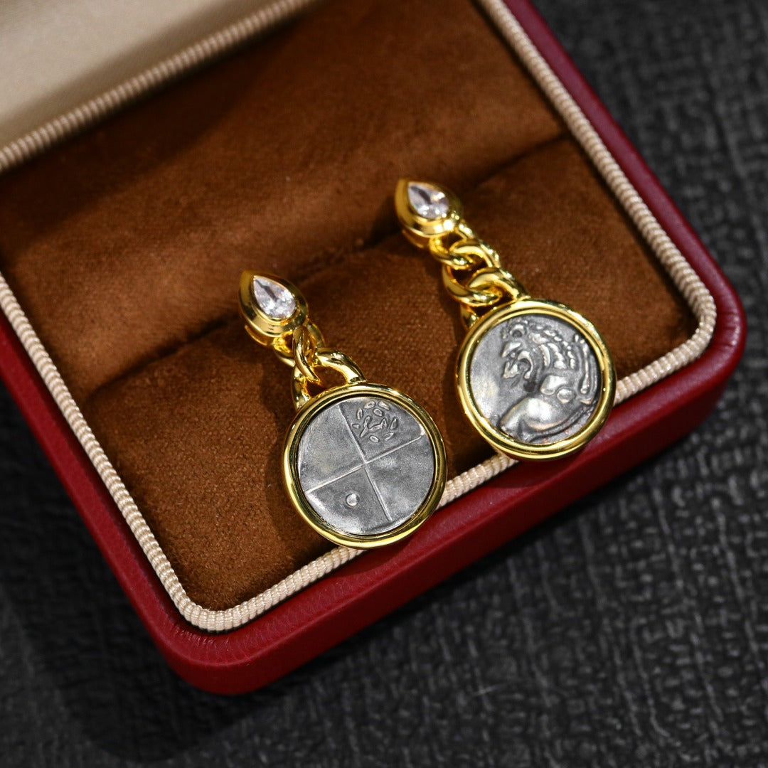 Boucles d'oreilles pièces de lion romaines 5980