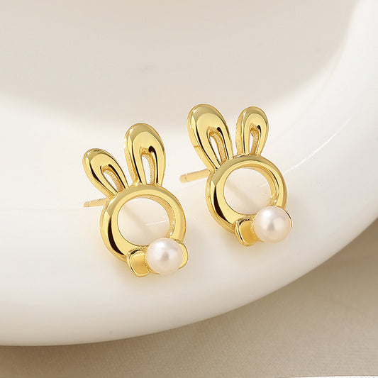 Boucles d'oreilles lapin en perles d'eau douce PE1010