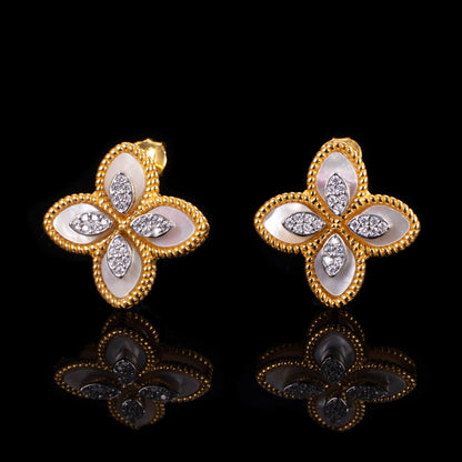 Boucles d'oreilles trèfle agate 6169
