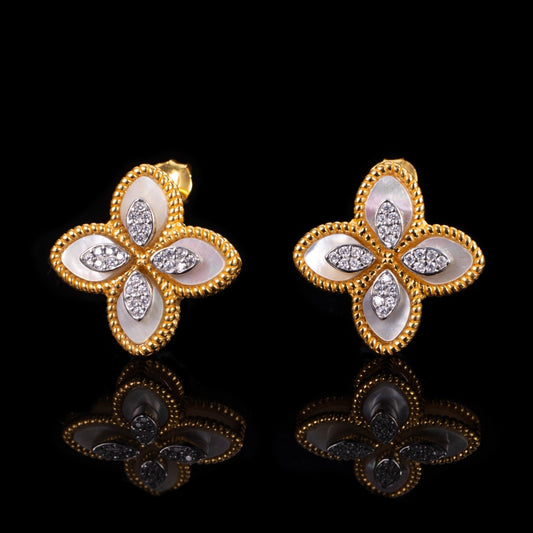 Boucles d'oreilles trèfle agate 6169