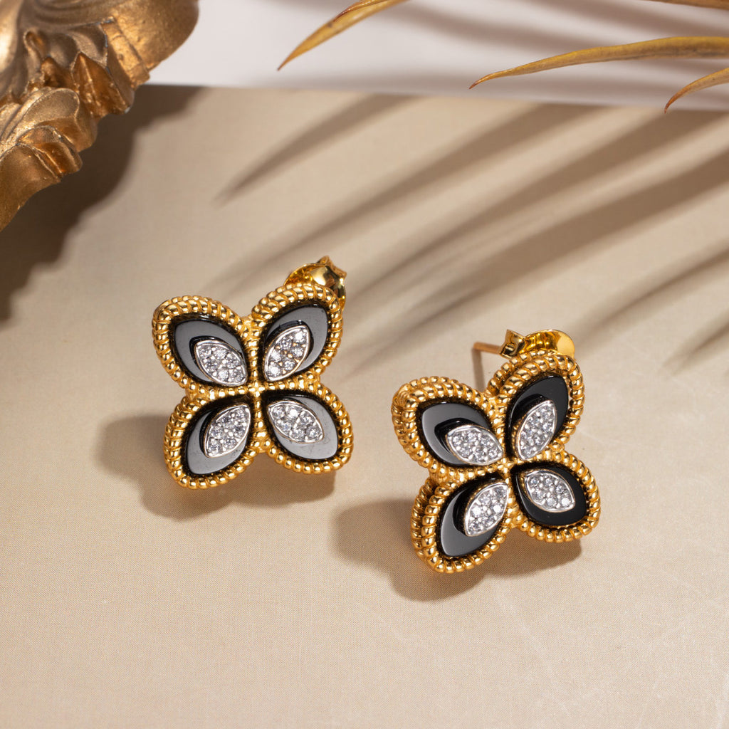 Boucles d'oreilles trèfle agate 6169