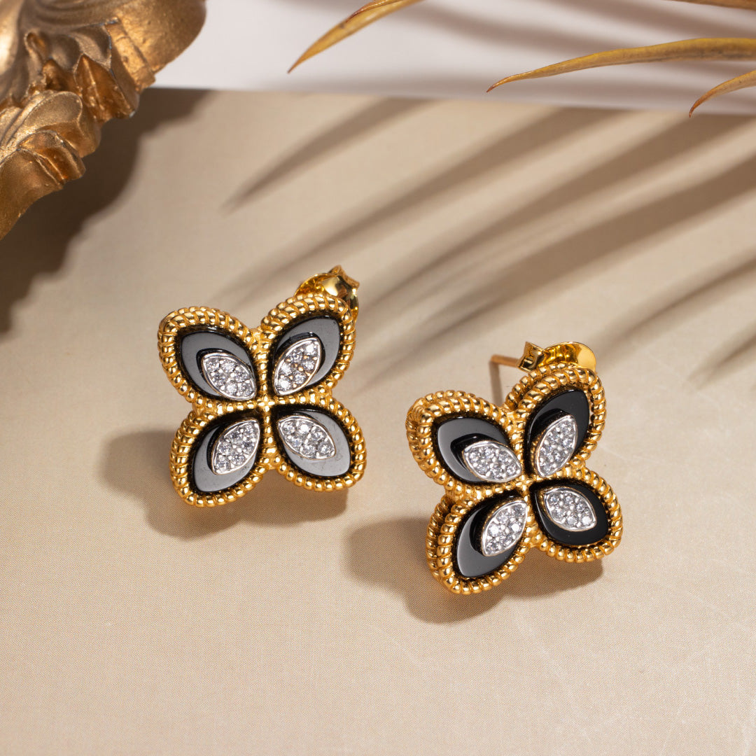 Boucles d'oreilles trèfle agate 6169