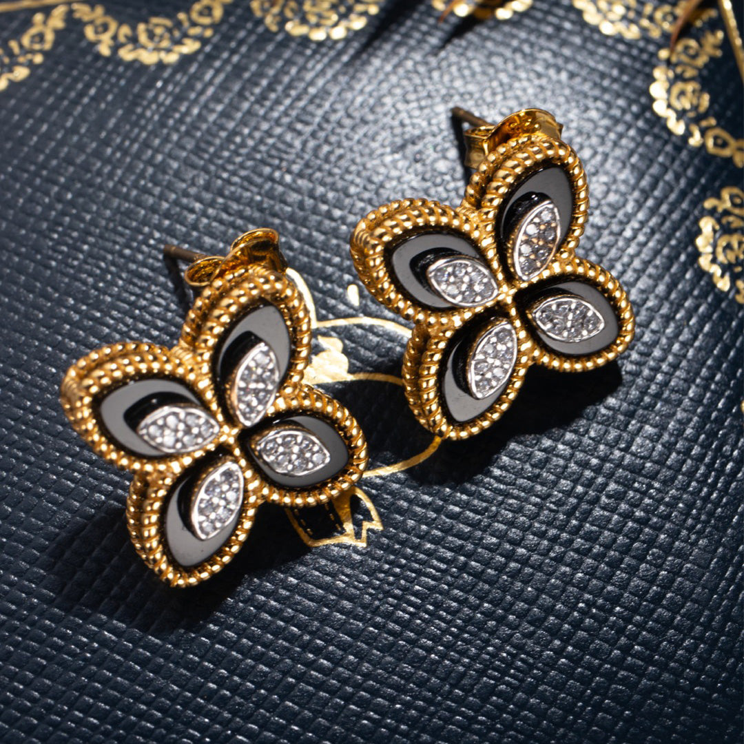 Boucles d'oreilles trèfle agate 6169