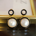 Boucles d'Oreilles Noires Perle d'Eau de Mer 6180