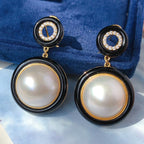 Boucles d'Oreilles Noires Perle d'Eau de Mer 6180