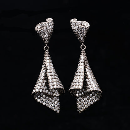 Boucles d'oreilles géométriques pavées 6181