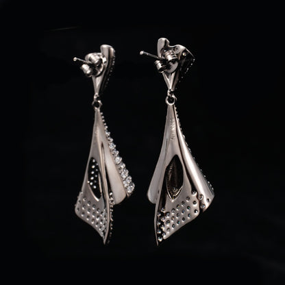 Boucles d'oreilles géométriques pavées 6181
