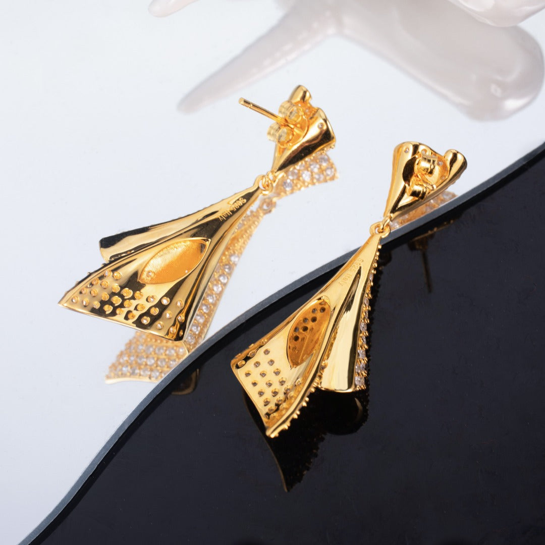 Boucles d'oreilles géométriques pavées 6181