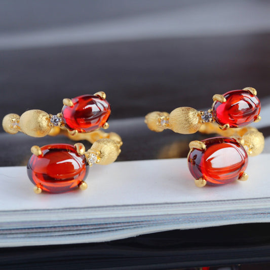 Bague Ouverte Grenat Mat 6189
