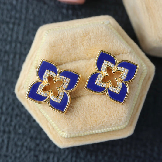 Boucles d'oreilles Trèfle Lapis 6201