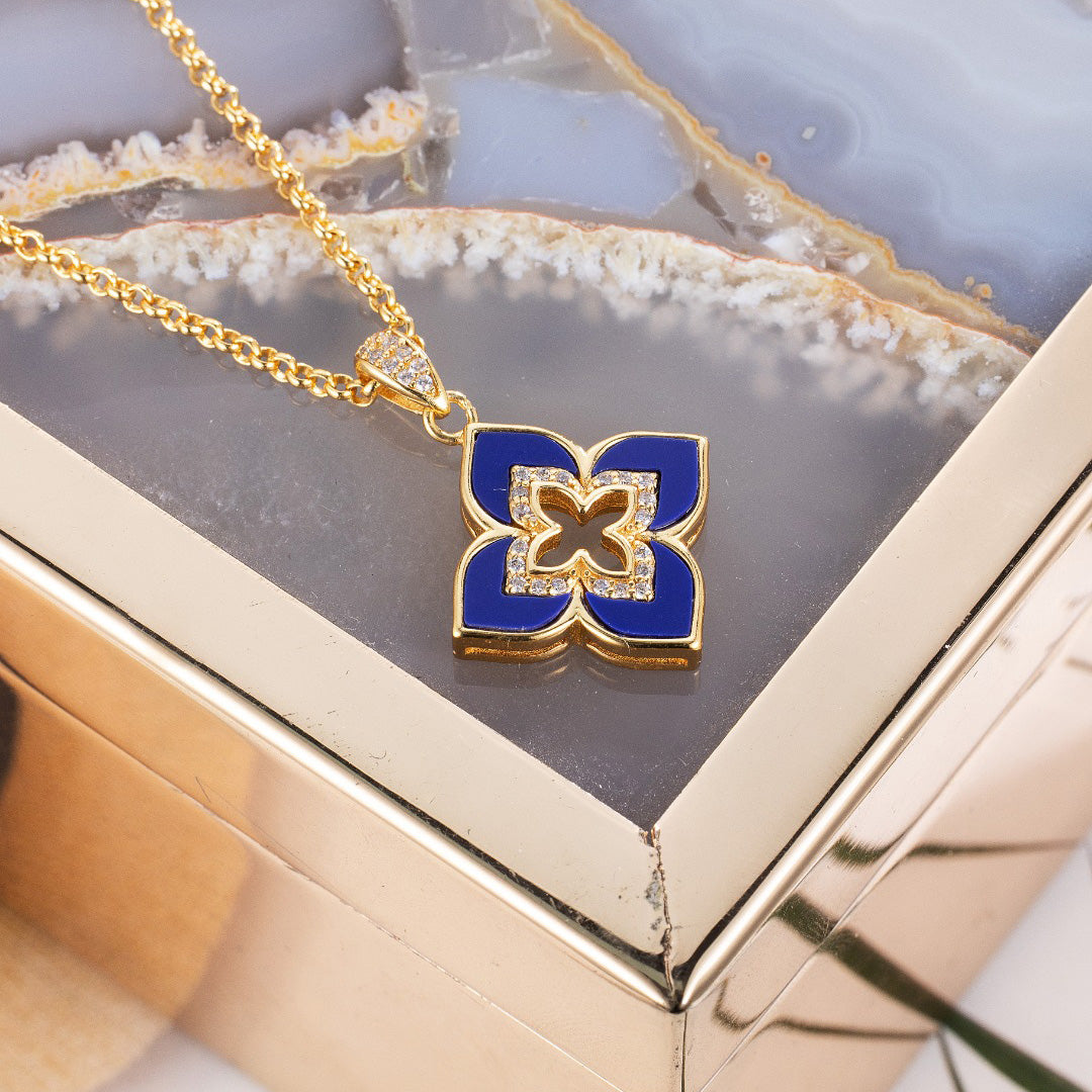 Collier Étoilé Trèfle Bleu 6204