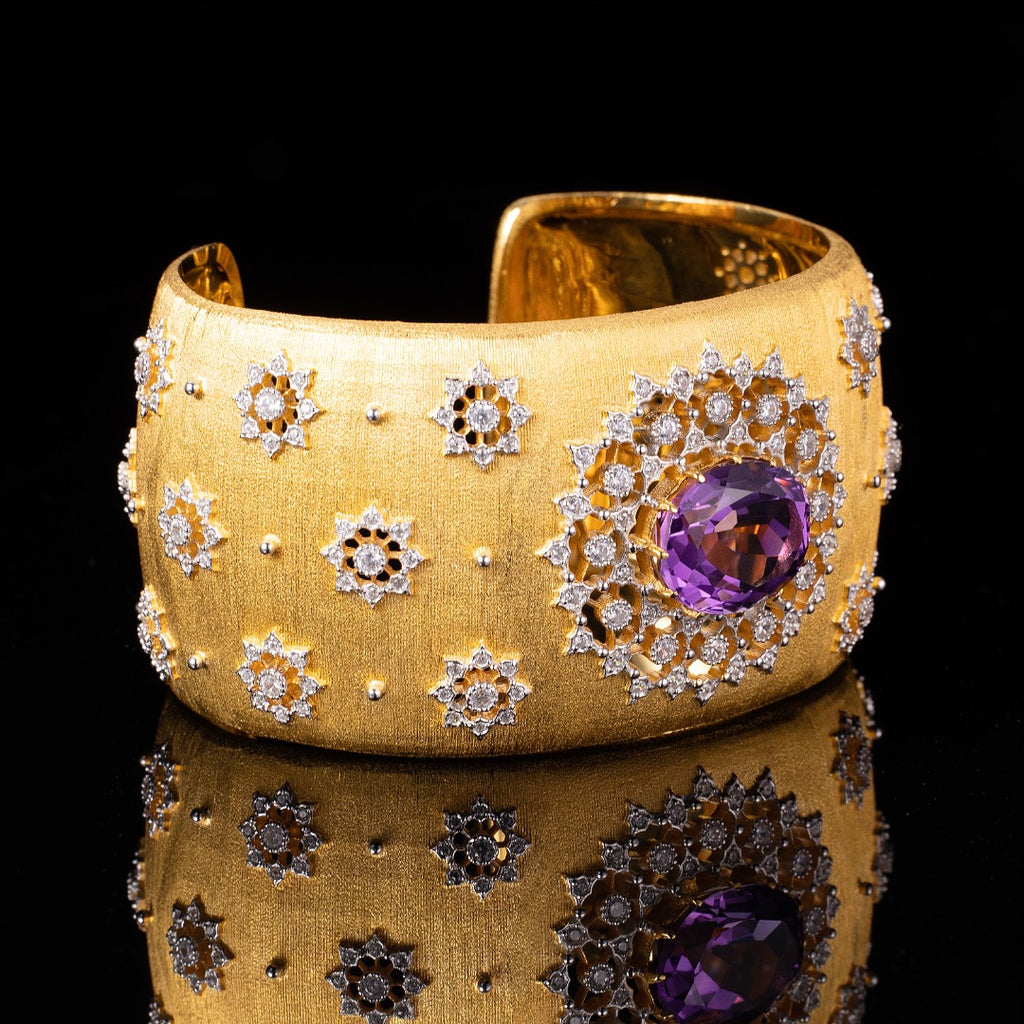 Bracelet floral en améthyste naturelle 6206
