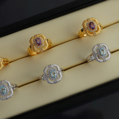 Bague traditionnelle topaze naturelle 6214