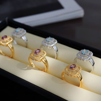 Bague traditionnelle topaze naturelle 6214