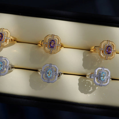 Bague traditionnelle topaze naturelle 6214