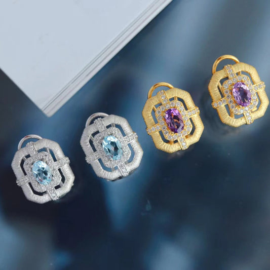 Boucles d'oreilles topaze mate 6218
