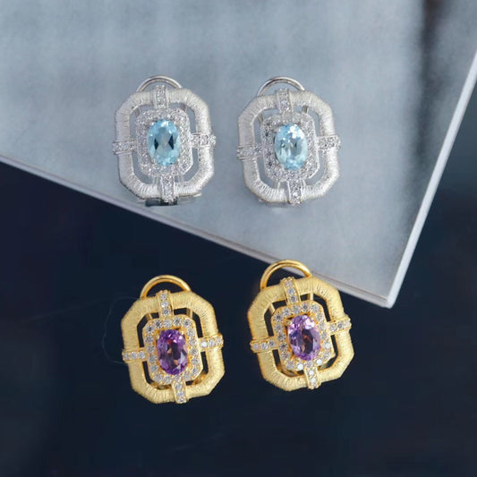 Boucles d'oreilles topaze mate 6218