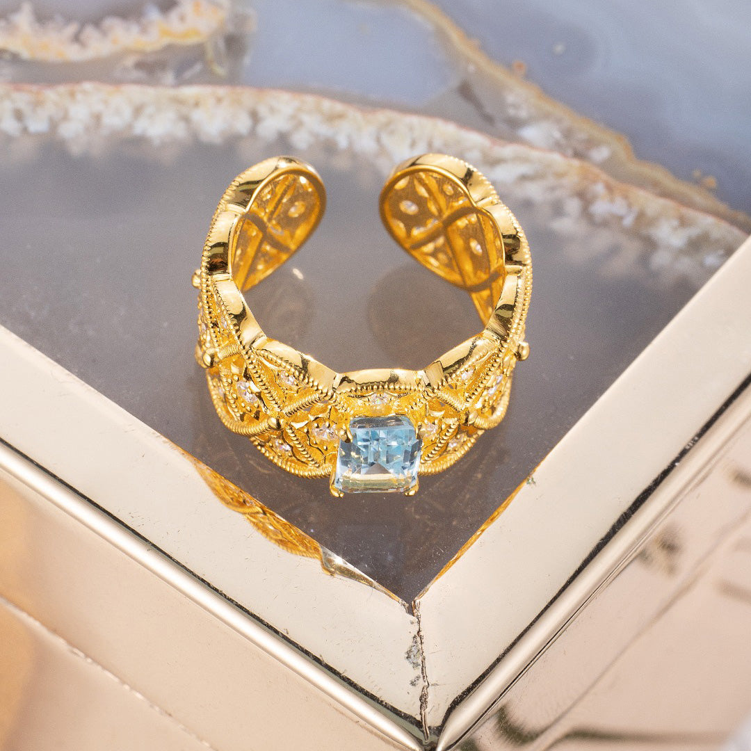 Bague en filigrane de corde de topaze naturelle 6219