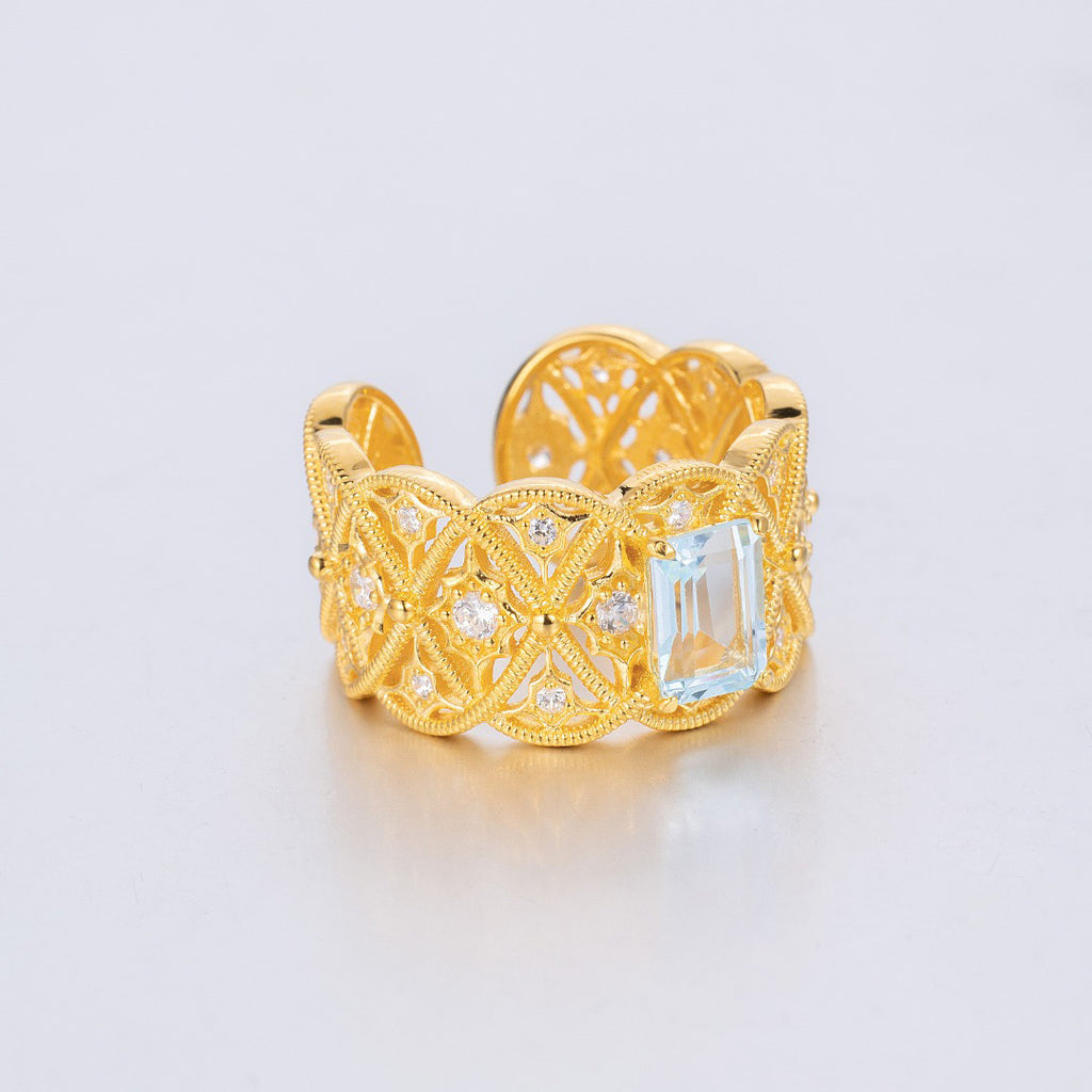Bague en filigrane de corde de topaze naturelle 6219