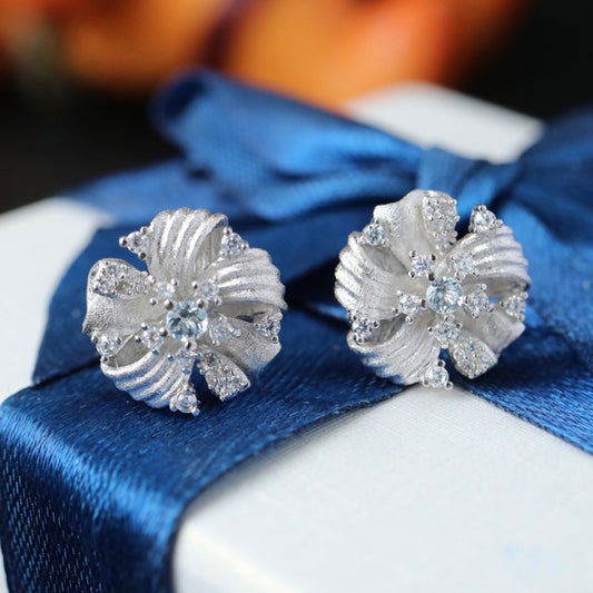 Boucles d'oreilles florales en tissu 6383