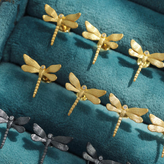 Boucles d'oreilles libellule élément en tissu 6234