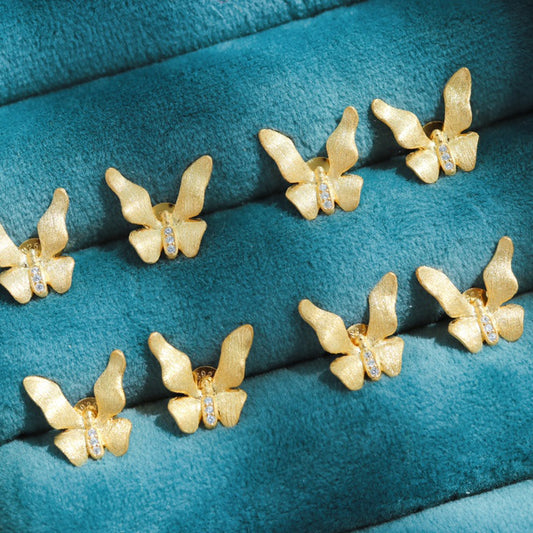 Boucles d'oreilles papillon élément en tissu 6237