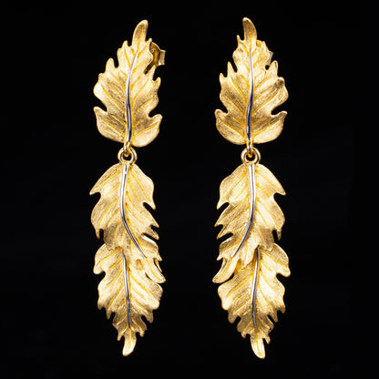 Boucles d'oreilles soyeuses à longues feuilles 6239