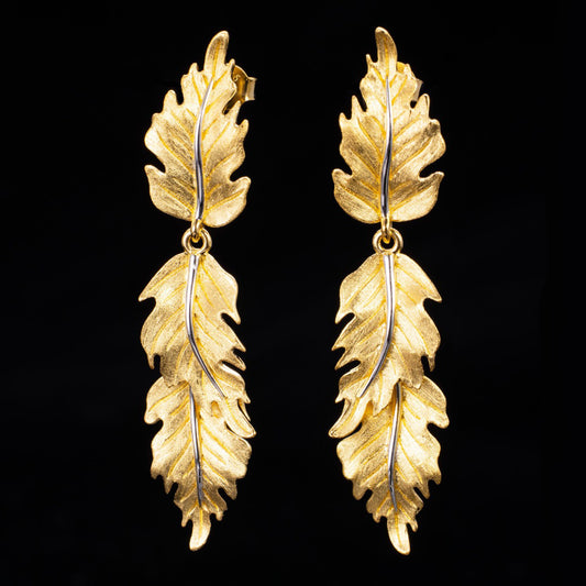 Boucles d'oreilles soyeuses à longues feuilles 6239