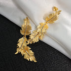 Boucles d'oreilles soyeuses à longues feuilles 6239
