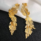 Boucles d'oreilles soyeuses à longues feuilles 6239