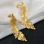 Boucles d'oreilles soyeuses à longues feuilles 6239