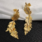 Boucles d'oreilles soyeuses à longues feuilles 6239