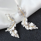 Boucles d'oreilles soyeuses à longues feuilles 6239