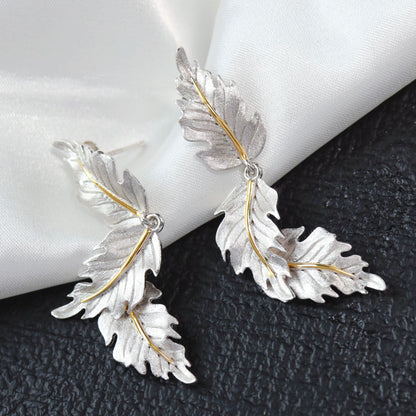 Boucles d'oreilles soyeuses à longues feuilles 6239