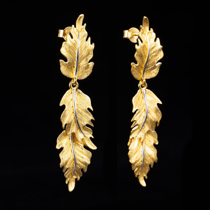 Boucles d'oreilles soyeuses à longues feuilles 6239