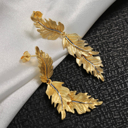 Boucles d'oreilles soyeuses à longues feuilles 6239