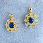 Pendentif Halo Floral Saphir 6285