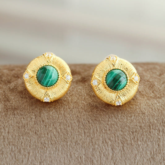 Boucles d'oreilles soyeuses malachite 6293