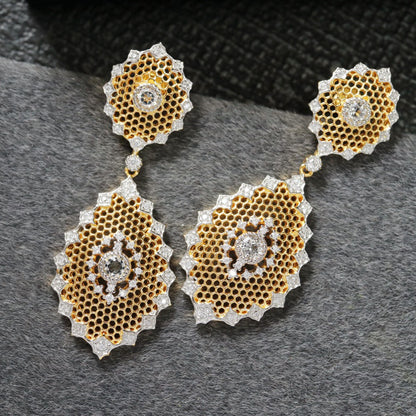 Boucles d'oreilles topaze florale en nid d'abeille 6297