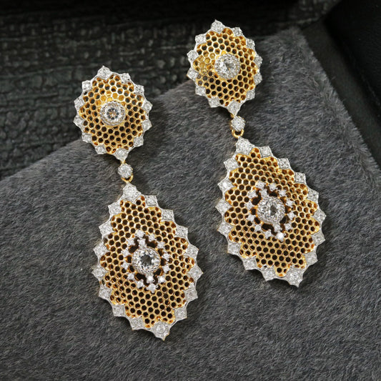 Boucles d'oreilles topaze florale en nid d'abeille 6297