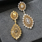 Boucles d'oreilles topaze florale en nid d'abeille 6297