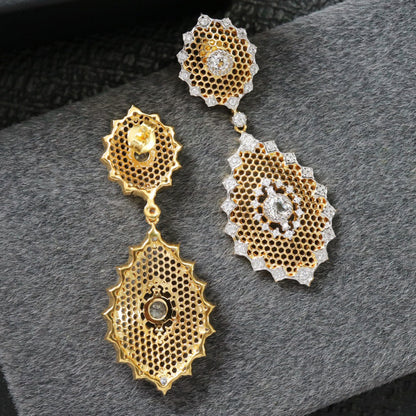 Boucles d'oreilles topaze florale en nid d'abeille 6297